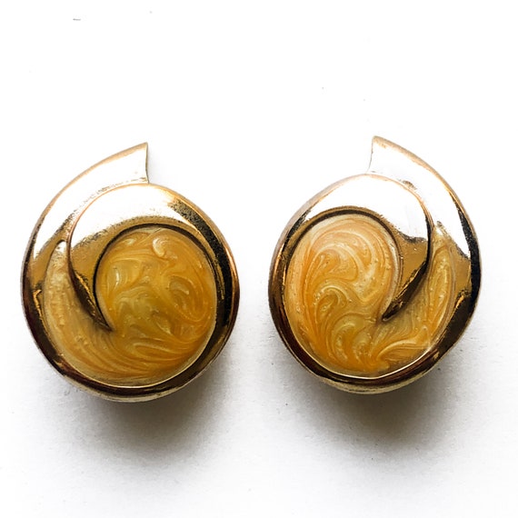 80's Monet Orange Enamel Clip On Earrings