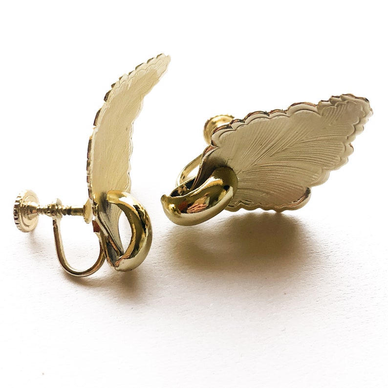 50/'s Gold Leaf Bow Earring Brooch Set