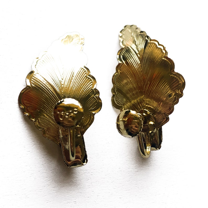 50/'s Gold Leaf Bow Earring Brooch Set
