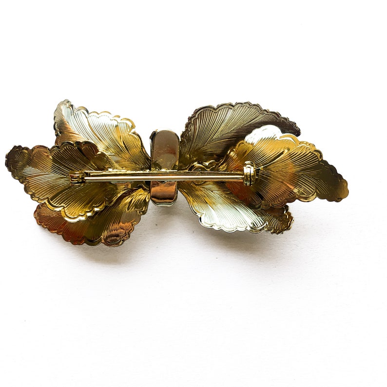 50/'s Gold Leaf Bow Earring Brooch Set
