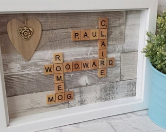 Scrabble Wall Art - Scrabble Frame - Scrabble Word Gift - Scrabble Picture - Personalised Gift Frame - A4 Size