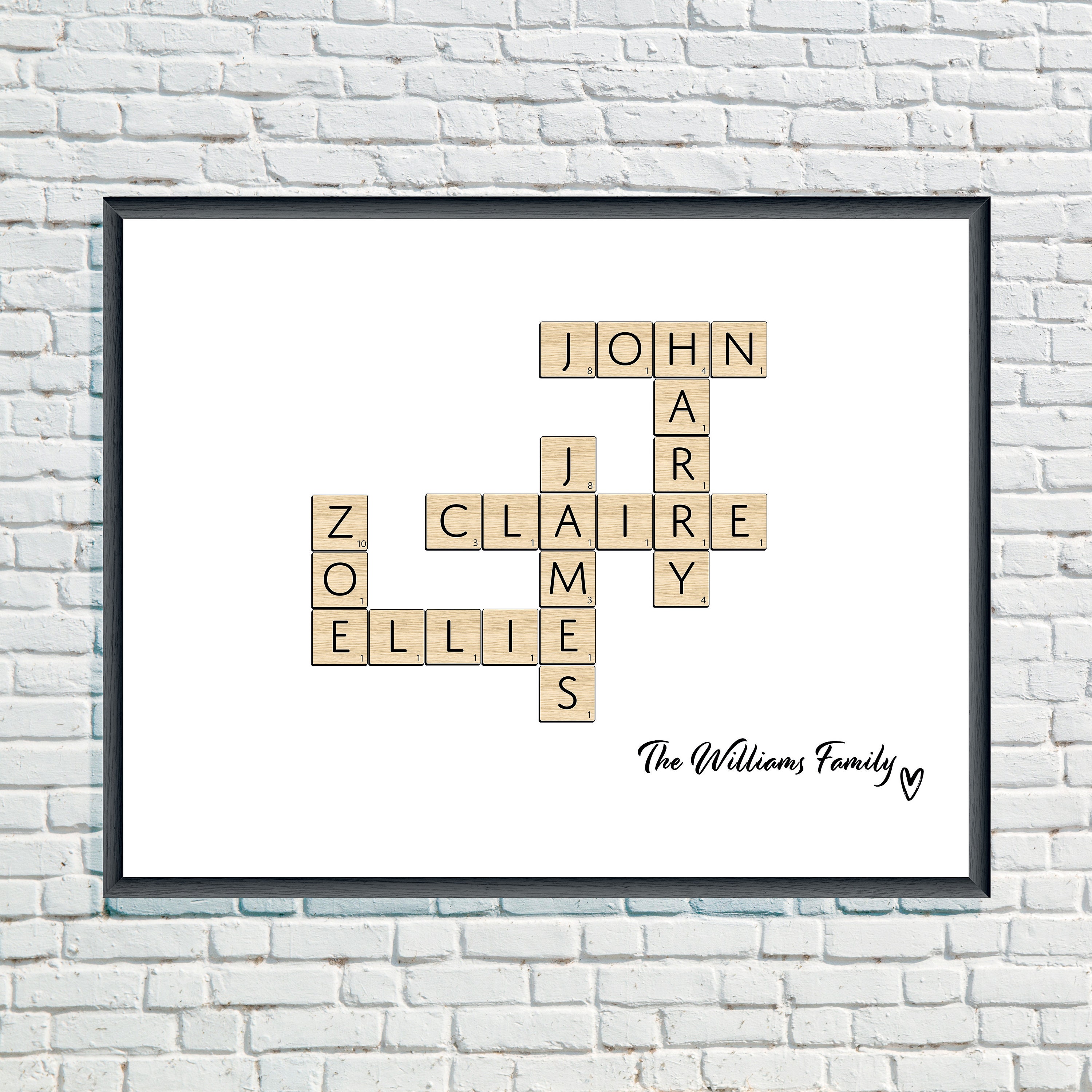 Personalised Scrabble Family Name Print Family Name Gift Etsy