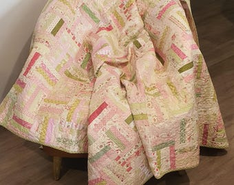 Pink Green Post & Rail Quilt