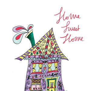 HOME SWEET HOME cute pastel house A4 unmounted print housewarming wall art art print home gift new home image 2