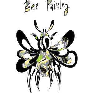 BEE PAISLEY Instant Digital Download bee lover bee pattern wall art art print home gift busy bee JPEG image 2