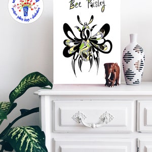 BEE PAISLEY Instant Digital Download bee lover bee pattern wall art art print home gift busy bee JPEG image 4