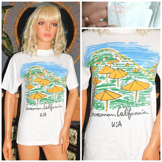 Vintage 80s 90s Soft SINGLE Stitch GORMAN CALIFORNIA T Shirt Xs S 1980s 1990s Graphic Tee