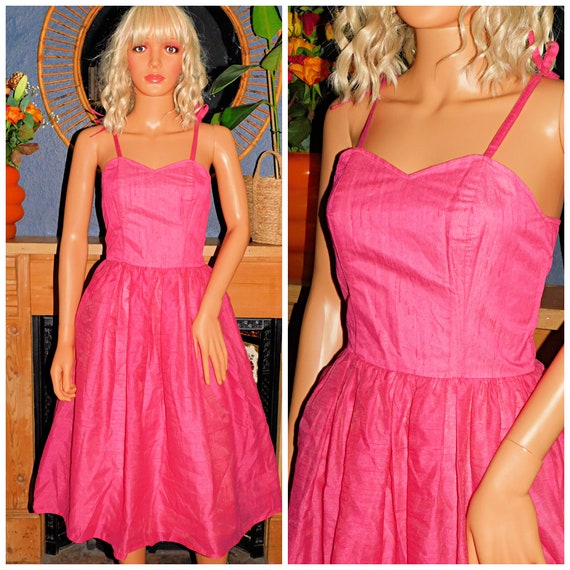 Vintage 80s BUBBLEGUM Pink PRINCESS PROM Party Dress 8 S 1980s Evening Cocktail Kitsch