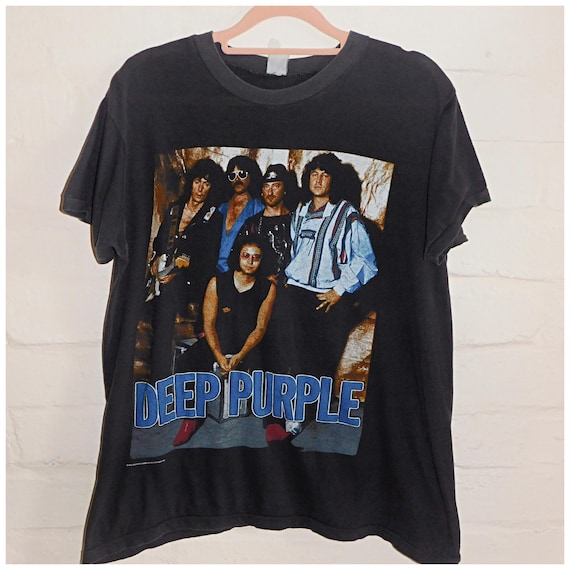 Vintage 80s DEEP PURPLE 1987 Tour T Shirt M 1980s Tee Single Stitch House of Blue Light