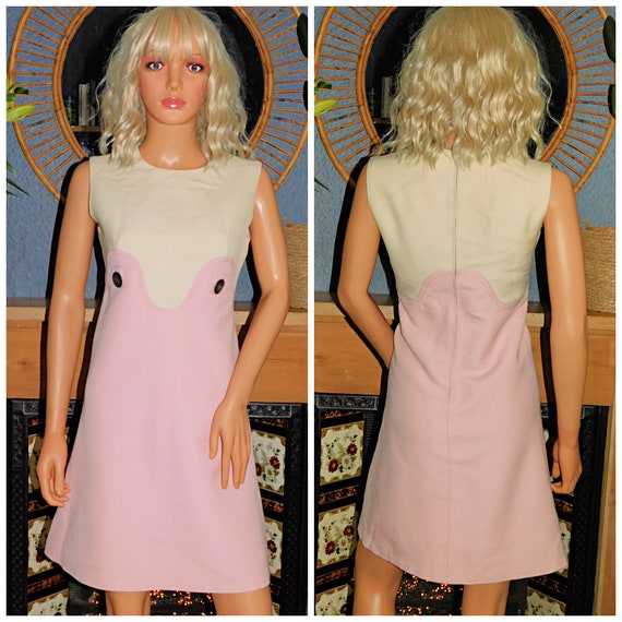 Vintage 60s Anne Valone Couture Pink Cream SPACE … - image 5