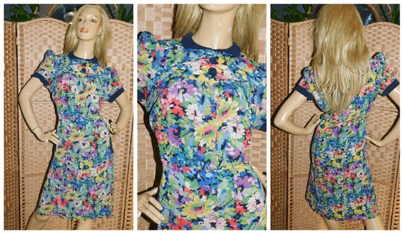 Vintage 30s 40s FLORAL Print Contrast Collar and C