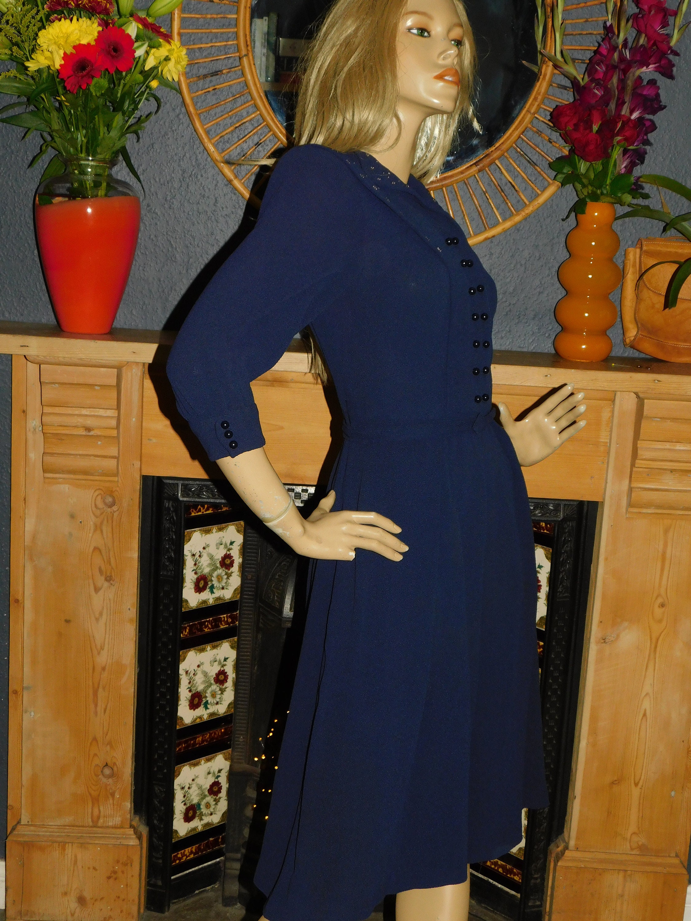 1930s Blondell Dress - Navy