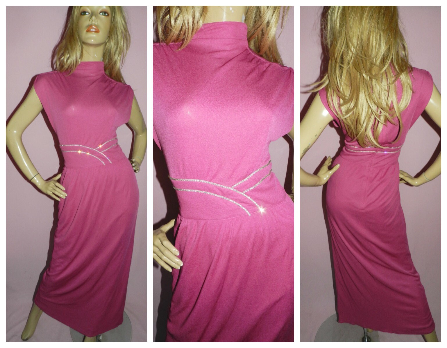 cerise pink evening dress