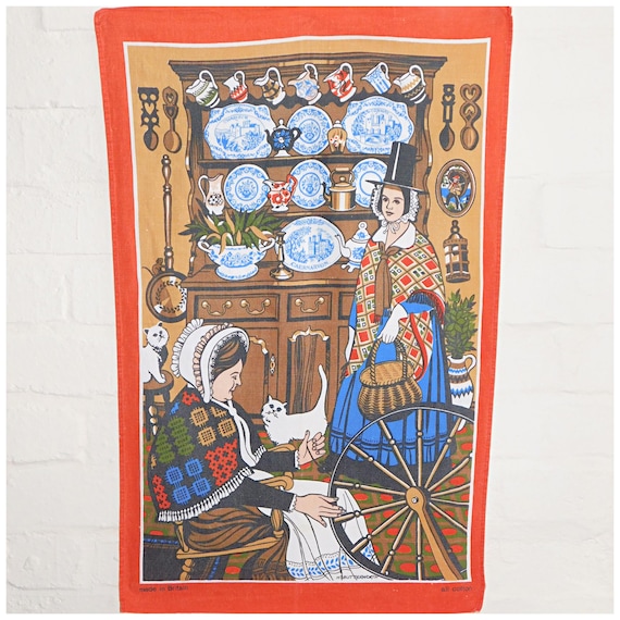 Vintage 70s Pilgrim Ladies Country Kitchen Cotton Tea Towel
