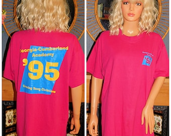 Vintage 90s Pink Soft SINGLE STITCH 1995 Growing Young Christians T Shirt L XL 1990s Unisex Graphic Cotton 50 50 Ironic