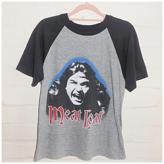 Vintage 80s MEATLOAF BAD ATTITUDE 84 85 Raglan T Shirt S M 1980s Tee Single Stitch