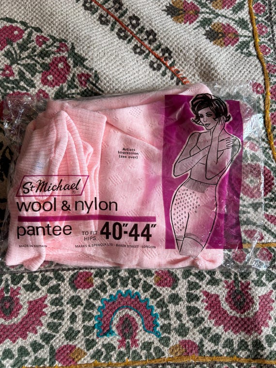 Vintage 60s New Old Stock Baby Pink NYLON Pointelle Panties St Michael 8 10 12 S M 1960s Knickers Pants Kitsch