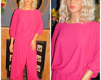 Vintage 80s Bubblegum Rosa BATWING Trashy AVANT GARDE Disco Mono 10 12 S M 1980s Kitsch Harem