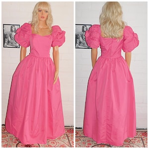 Vintage 80s John Charles BUBBLEGUM Pink ORIGAMI PUFF Slvd Prom Party Dress 10 12 S M 1980s Kitsch Princess Extreme Fantasy