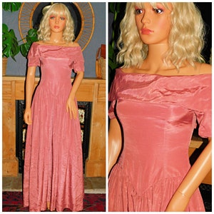 Vintage 80s Dusky Pink PRINCESS Maxi Prom Party Dress 6 Xs Xxs 1980s Bridesmaid Extreme Kitsch Material Girl Wedding