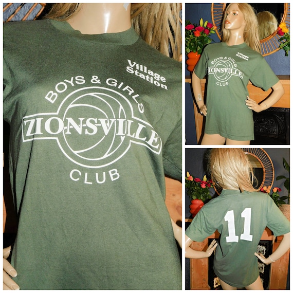 Vintage 90s Soft SINGLE Stitch Khaki Zionsville Boys Girls Club T Shirt M 1990s 50 50 Unisex Graphic