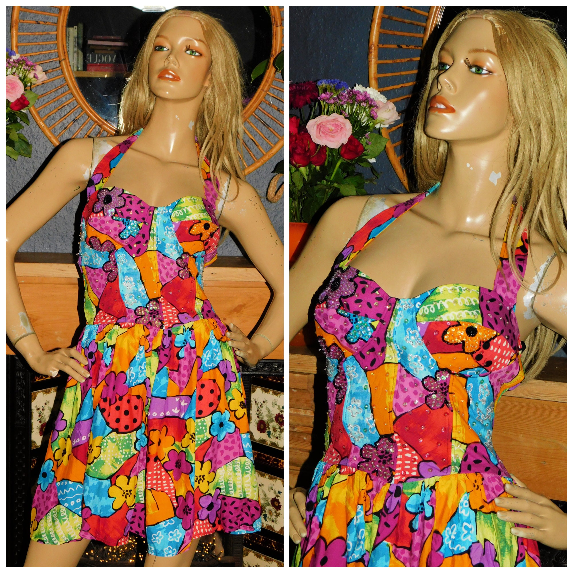 Vintage Pop Print Tailored Dress