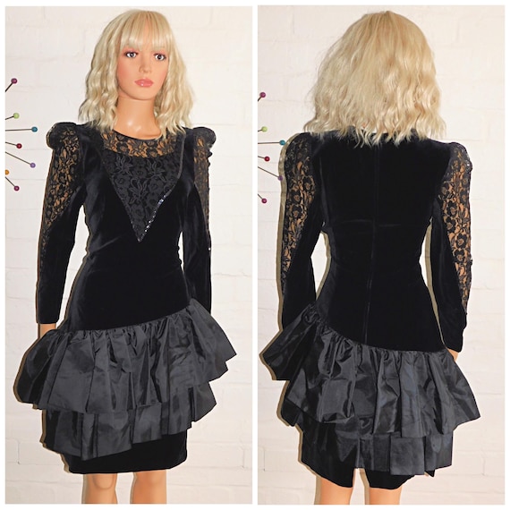 Vintage 80s BLACK Avant Garde ORIGAMI Prom Party Dress 10 S 1980s Extreme