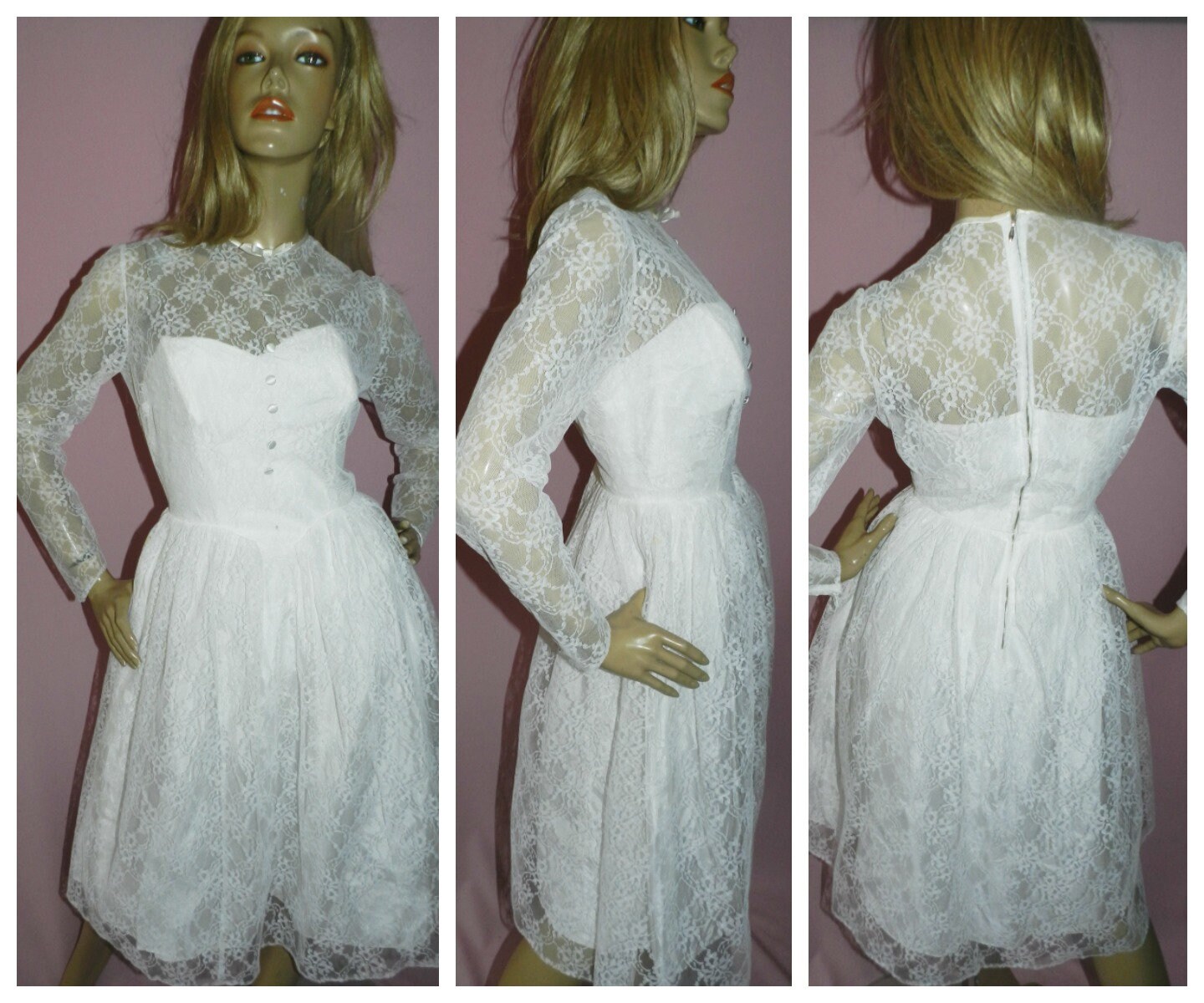 vintage 50s white dress