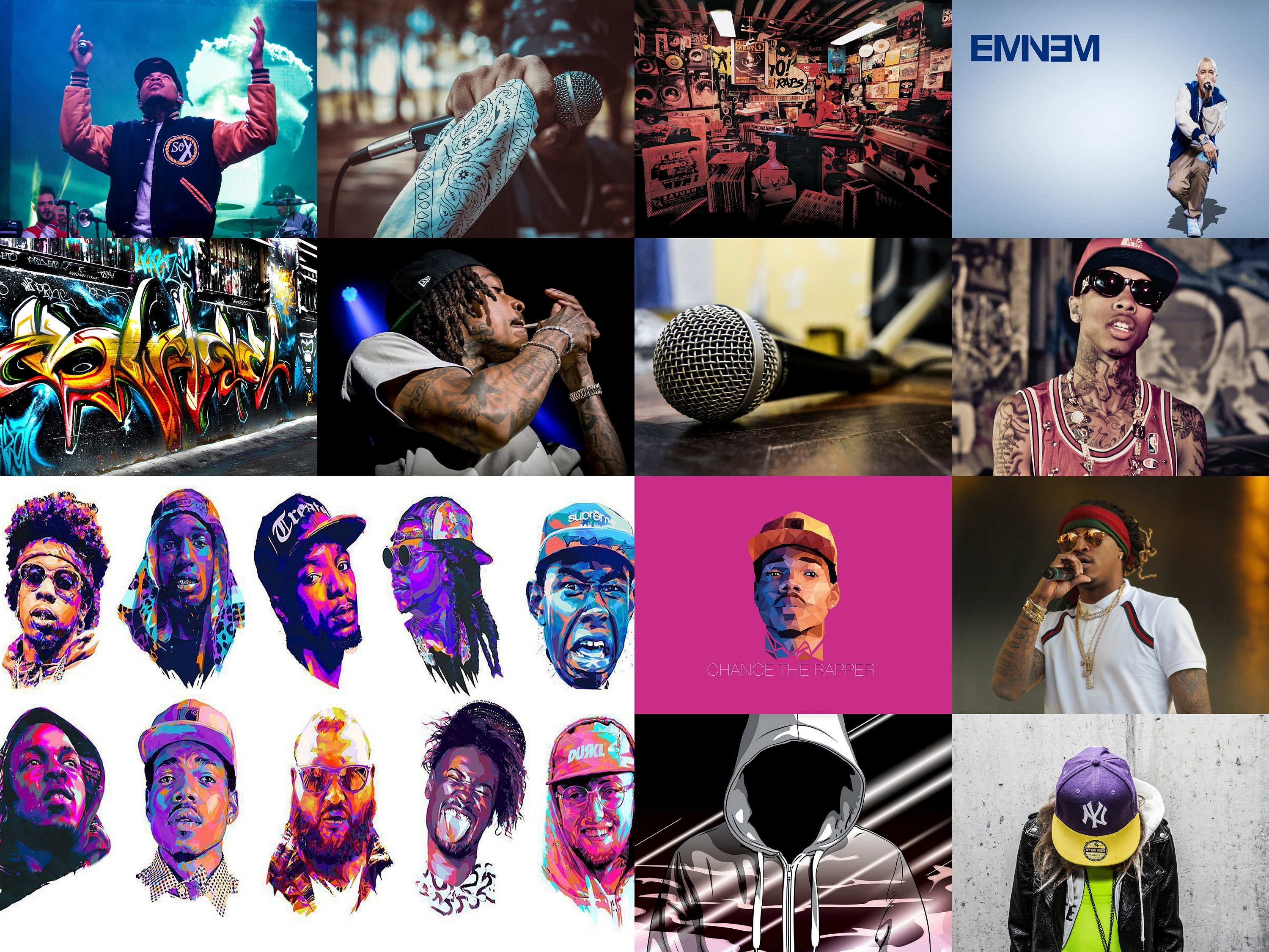 Rapper collage Hip hop Wall collage kit Rap quotes wall art Etsy