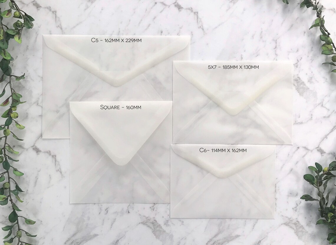 Clear Vellum Envelopes 5x 7 / C5 / C6 / Square Etsy