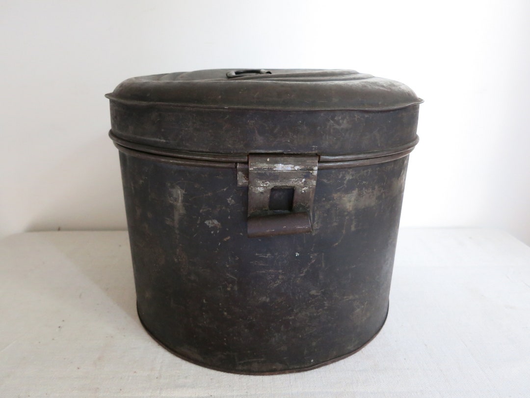 Antique Tin Hat Box Victorian Traveling Box Unique Storage Etsy