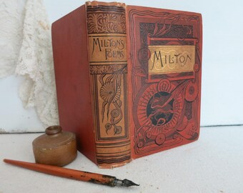 1880 John Milton Poetical Works: Antique English Poetry, Vol 1 & 2