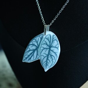 Handmade Alocasia Silver Dragon Necklace, Plant Lover Jewelry