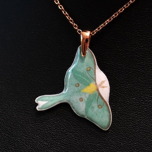Handmade Watercolor Luna Moth Necklace