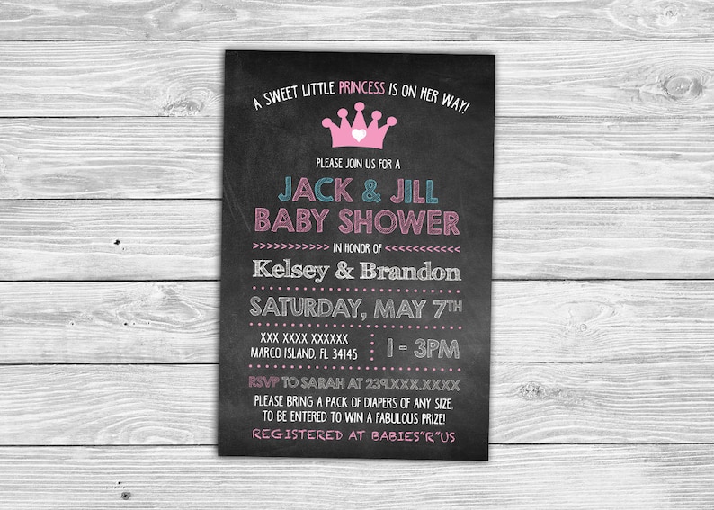 Jack and Jill Baby Shower Invitation Chalk Lettered Etsy Canada