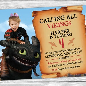 How To Train Your Dragon Birthday Invitation - Your Child *Can* be Featured Riding Toothless' Back - Personalized Printable Invitation
