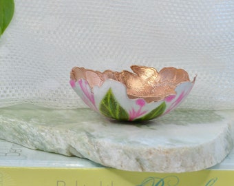 Peony copper etched bowl medium