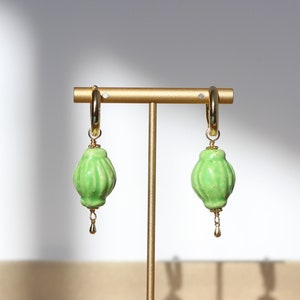 Green ceramic earrings