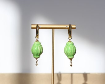 Boucles d'oreilles en céramique verte