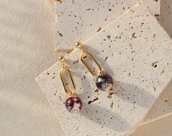 Boucles d'oreilles en porcelaine colorée