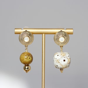 Handmade asymmetrical ceramic earrings