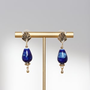 Navy blue porcelain earrings
