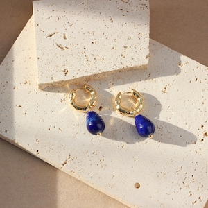 Navy blue porcelain earrings