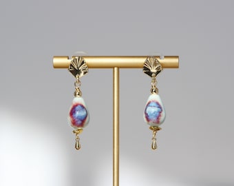 Hand painted porcelain earrings