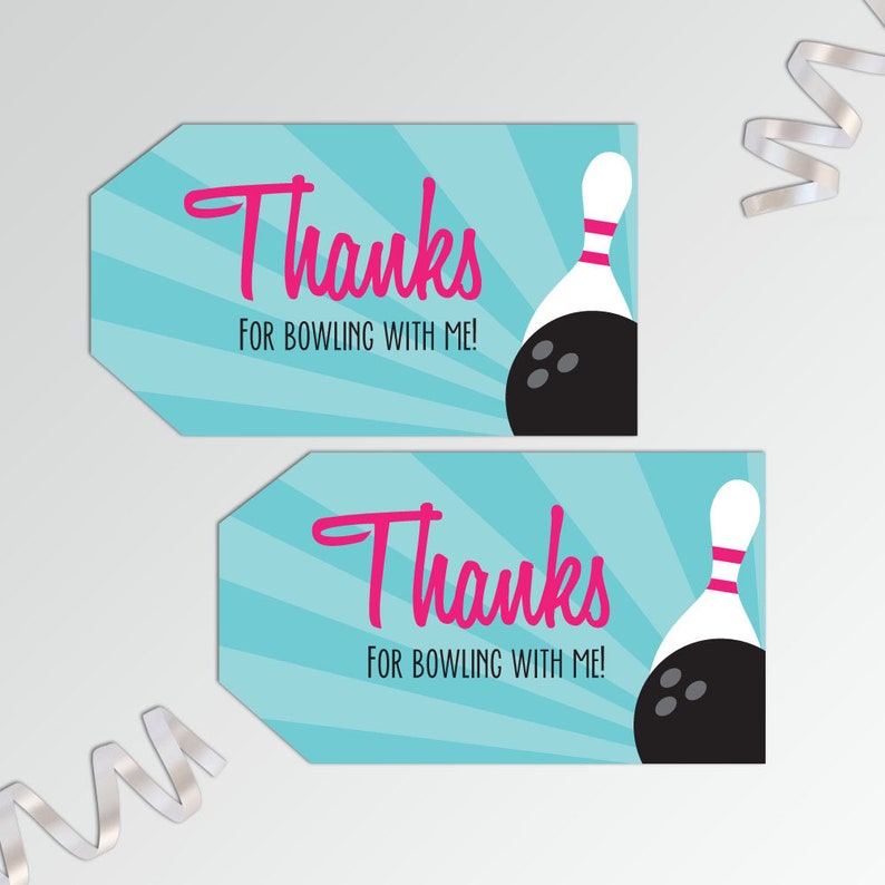 Bowling Party Favor Tags Bowling Thank You Tags Bowling Etsy
