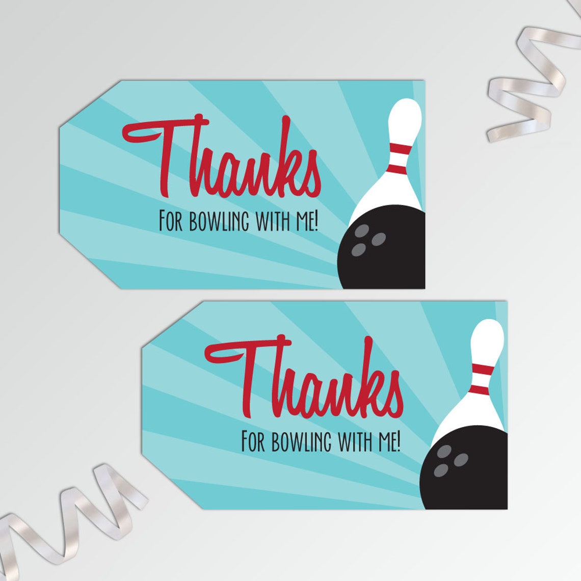 Bowling Thank You Tags Printable Favor Tags Bowling Party | Etsy