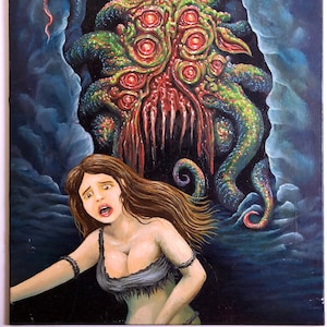 Tentacle Monster in the Cave - original oil painting