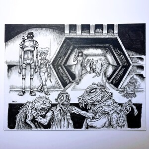 Space station - Original ink illustration