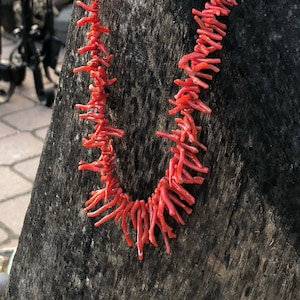 Natural Red Italian Coral Necklace, Red Branch Coral, Mediterranean Coral Sticks Necklace, Long Aka Color Necklace Untreated Genuine Coral