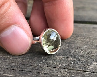 Natural Yellow Tourmaline Silver Ring, Large Yellow Tourmaline Stone from Nigeria, One-of-a-Kind Jewelry